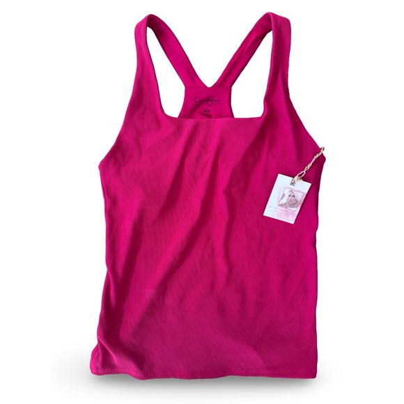 Jessica Simpson Ribbed Tank‎ Top Racerback Sleeveless Hot Pink Casual M/M - Picture 1 of 6